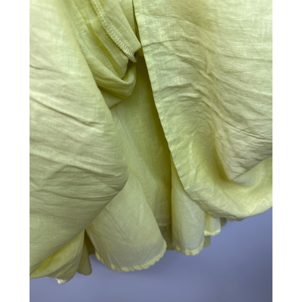 Mable Butter Yellow Linen Blend Puff Sleeve Mini Dress Large Babydoll Coquette - Picture 12 of 16